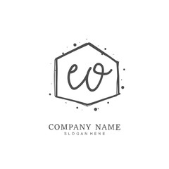 Handwritten initial letter E O EO for identity and logo. Vector logo template with handwriting and signature style.