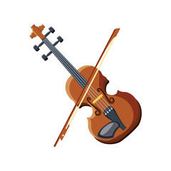 violin with stick on white background