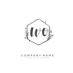 Handwritten initial letter W O WO for identity and logo. Vector logo template with handwriting and signature style.