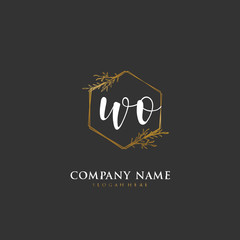 Handwritten initial letter W O WO for identity and logo. Vector logo template with handwriting and signature style.