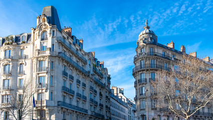 Paris, typical buildings boulevard Raspail, beautiful facades