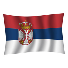 Serbia flag background with cloth texture. Serbia Flag vector illustration eps10. - Vector