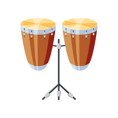 Fototapeta na wymiar congas drums with tripod on white background