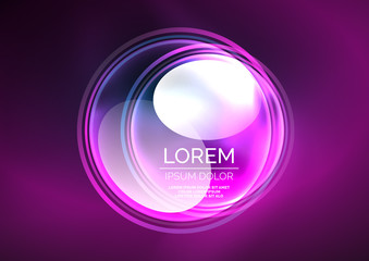 Glowing neon shiny transparent bubbles, glass circles or bio cell concept. Techno futuristic vector abstract background For Wallpaper, Banner, Background, Card, Book Illustration, landing page