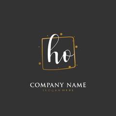 Handwritten initial letter H O HO for identity and logo. Vector logo template with handwriting and signature style.