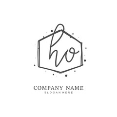 Handwritten initial letter H O HO for identity and logo. Vector logo template with handwriting and signature style.