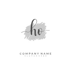 Handwritten initial letter H O HO for identity and logo. Vector logo template with handwriting and signature style.
