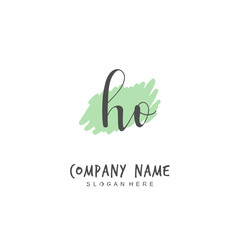 Handwritten initial letter H O HO for identity and logo. Vector logo template with handwriting and signature style.