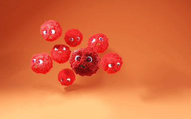 Covid-19 Virus Vaccine, 3D Graphic. The vaccine attacks the virus gang