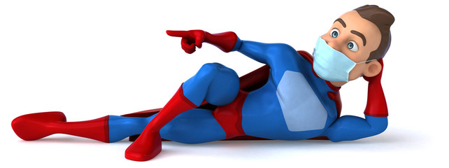 3D illustration of a cartoon character with a mask © Julien Tromeur