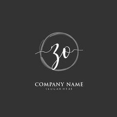 Handwritten initial letter Z O ZO for identity and logo. Vector logo template with handwriting and signature style.