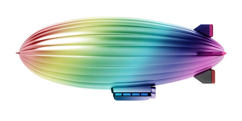 Rainbow colored zeppelin isolated on white background. 3D illustration © Destina