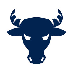 Vector stock market bull head silhouette icon, business illustration, trading sign