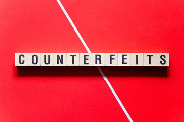 Countefeits word concept on cubes