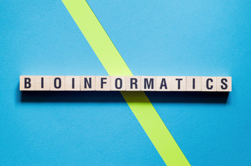 Bioinformatics word concept on cubes