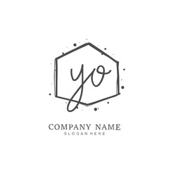 Handwritten initial letter Y O YO for identity and logo. Vector logo template with handwriting and signature style.