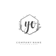 Handwritten initial letter Y O YO for identity and logo. Vector logo template with handwriting and signature style.