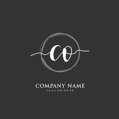 Handwritten initial letter C O CO for identity and logo. Vector logo template with handwriting and signature style.