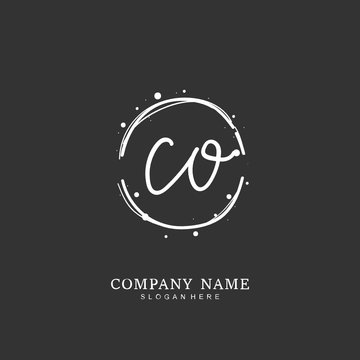 Handwritten initial letter C O CO for identity and logo. Vector logo template with handwriting and signature style.