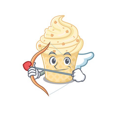 Vanilla ice cream in cupid cartoon character with arrow and wings