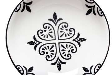 white floral pattern, decorative, porcelain plate