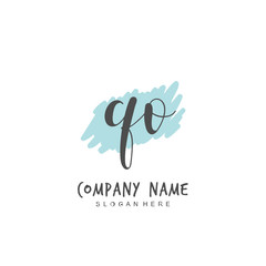 Handwritten initial letter Q O QO for identity and logo. Vector logo template with handwriting and signature style.