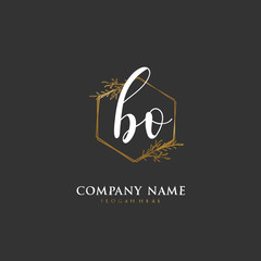 Handwritten initial letter B O BO for identity and logo. Vector logo template with handwriting and signature style.