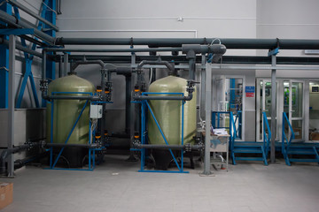 Water purification filter equipment in plant workshop