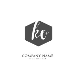 Handwritten initial letter K O KO for identity and logo. Vector logo template with handwriting and signature style.