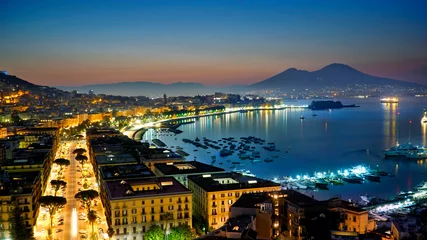 Fotobehang Napels Cityscape of Gulf of Naples and Mount Vesuvius in Italy