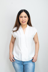 Happy Asian Woman isolate on white..