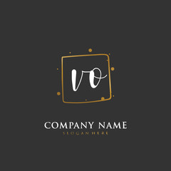 Handwritten initial letter V O VO for identity and logo. Vector logo template with handwriting and signature style.