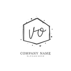 Handwritten initial letter V O VO for identity and logo. Vector logo template with handwriting and signature style.