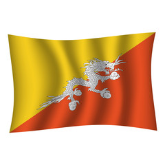 Bhutan flag background with cloth texture. Bhutan Flag vector illustration eps10. - Vector