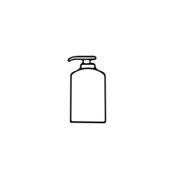 dispenser bottle hand drawn in doodle scandinavian minimalism style. single element, icon, sticker, poster, postcard. liquid, soap, cream, gel cosmetics