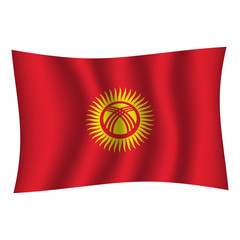 Kyrgyzstan flag background with cloth texture. Kyrgyzstan Flag vector illustration eps10. - Vector