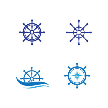 Set of Steering ship symbol vector icon