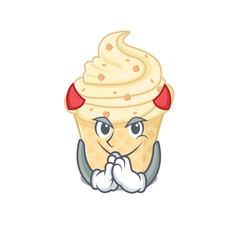 Vanilla ice cream dressed as devil cartoon character design style