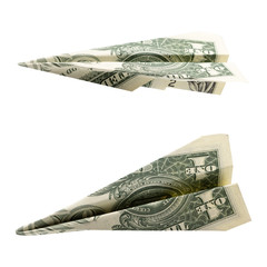 Money plane isolated on white background