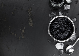 Black Caviar as detailed close-up shot, selective focus