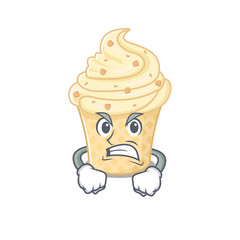 Mascot design concept of vanilla ice cream with angry face