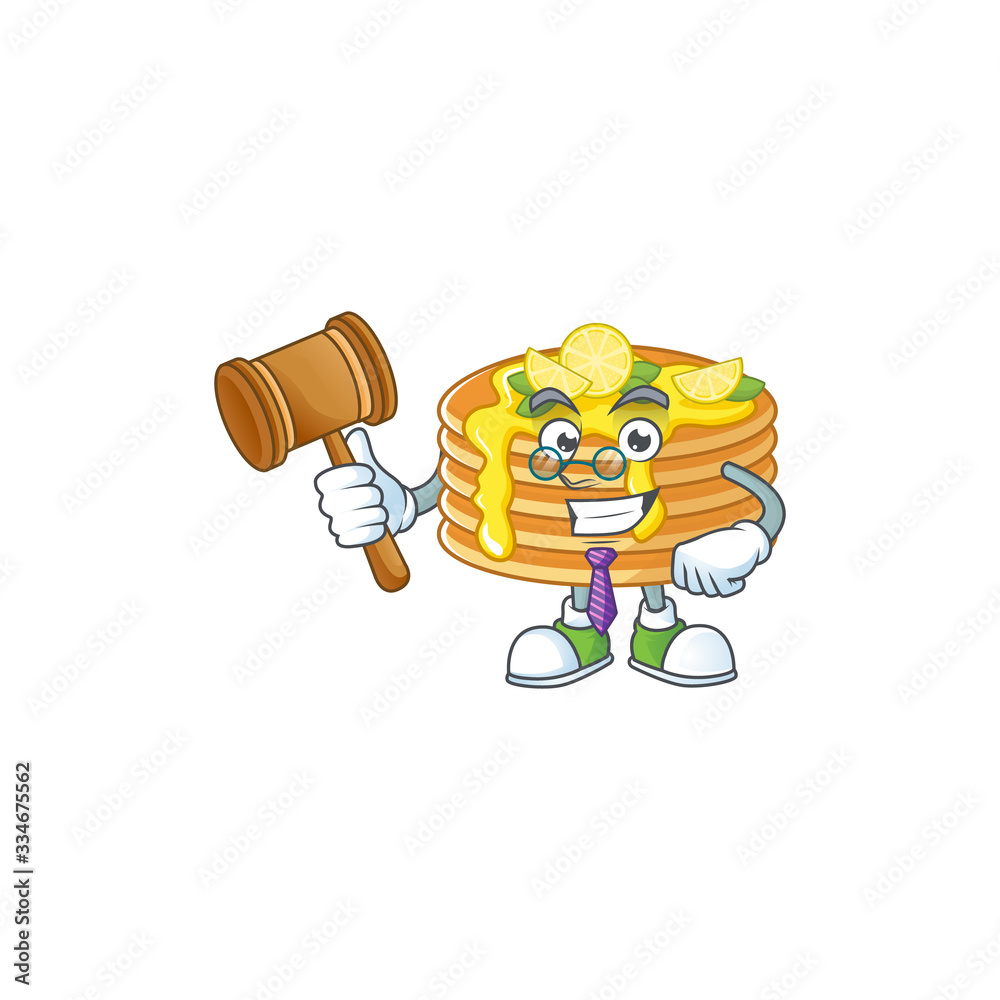 Sticker Charismatic Judge lemon cream pancake cartoon character design with glasses