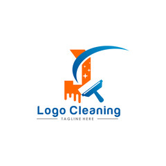 Initial letter logo J cleaning clean service logo icon vector template.