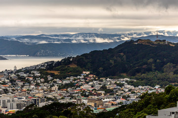 Fototapeta na wymiar Cloudy day over Wellington, New Zealand