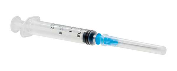 Fototapeta premium Empty plastic syringe medical isolated on white background.
