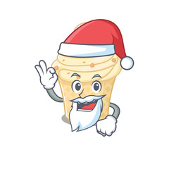 Fototapeta premium Vanilla ice cream Santa cartoon character with cute ok finger