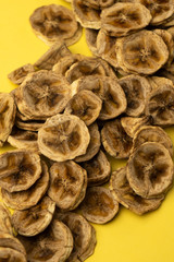 selective focus, circles of dried bananas