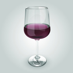Vector 3D Transparent Glass Of Wine illustration - Isolated
