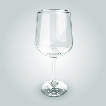Vector 3D Transparent Wine Glass Illustration - Isolated