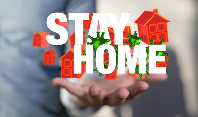 Stay home digital stay safe 3d.